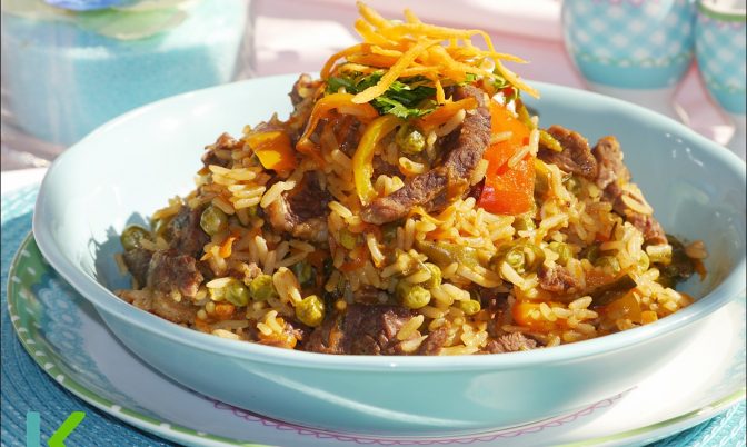 أرز اسيوي باللحم لذيذ و سهل فالتحضير