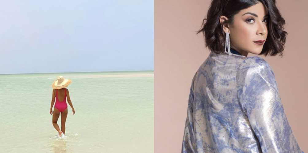 مسالين راسهم.. رواد مواقع التواصل الاجتماعي ينتقدون ظهور الحديوي بلباس السباحة