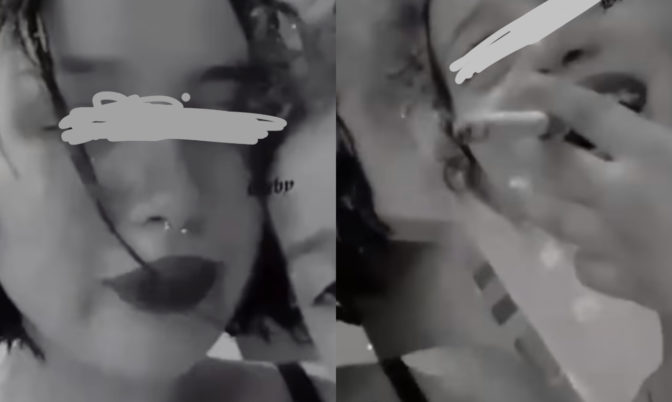 فيديو أثار الجدل.. شابة تحث طفلة على تدخين الحشيش وتصورها