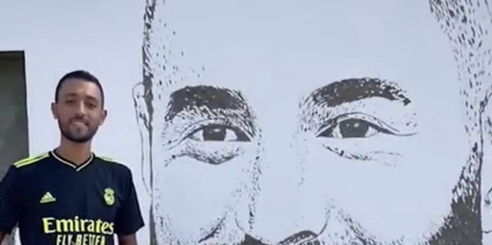 على صفحة ريال مدريد.. شاب مغربي يبدع لوحة باستخدام الفأس لبنزيمة