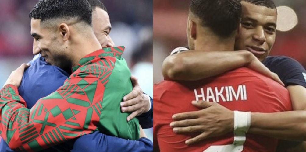 مباراة المغرب وفرنسا.. صداقة حكيمي ومبابي حديث العالم (صور)
